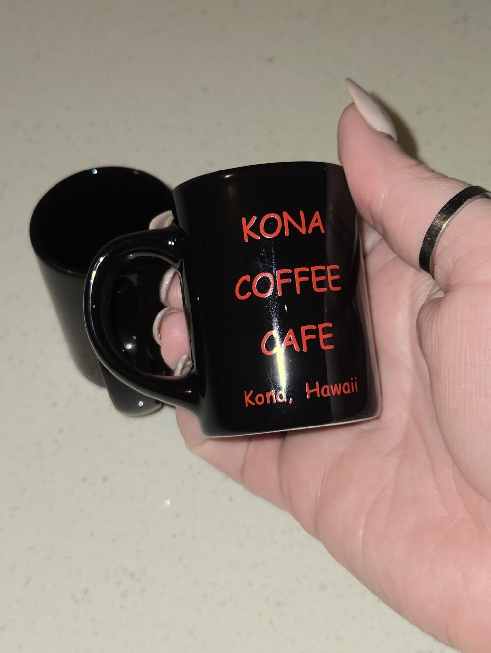 Kona Coffee Cafe MINI Black Ceramic Mugs - Set of 2 HAWAII BIG ISLAND